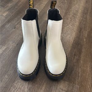 Dr. Martens White Chelsea Boots with Black Soles